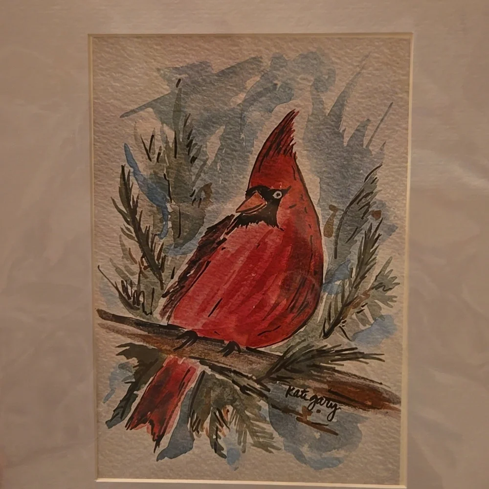 Kate Gary Designs Original Watercolor Matted Cardinal Picture 8 x 10 Inches NEW - Picture 4 of 4